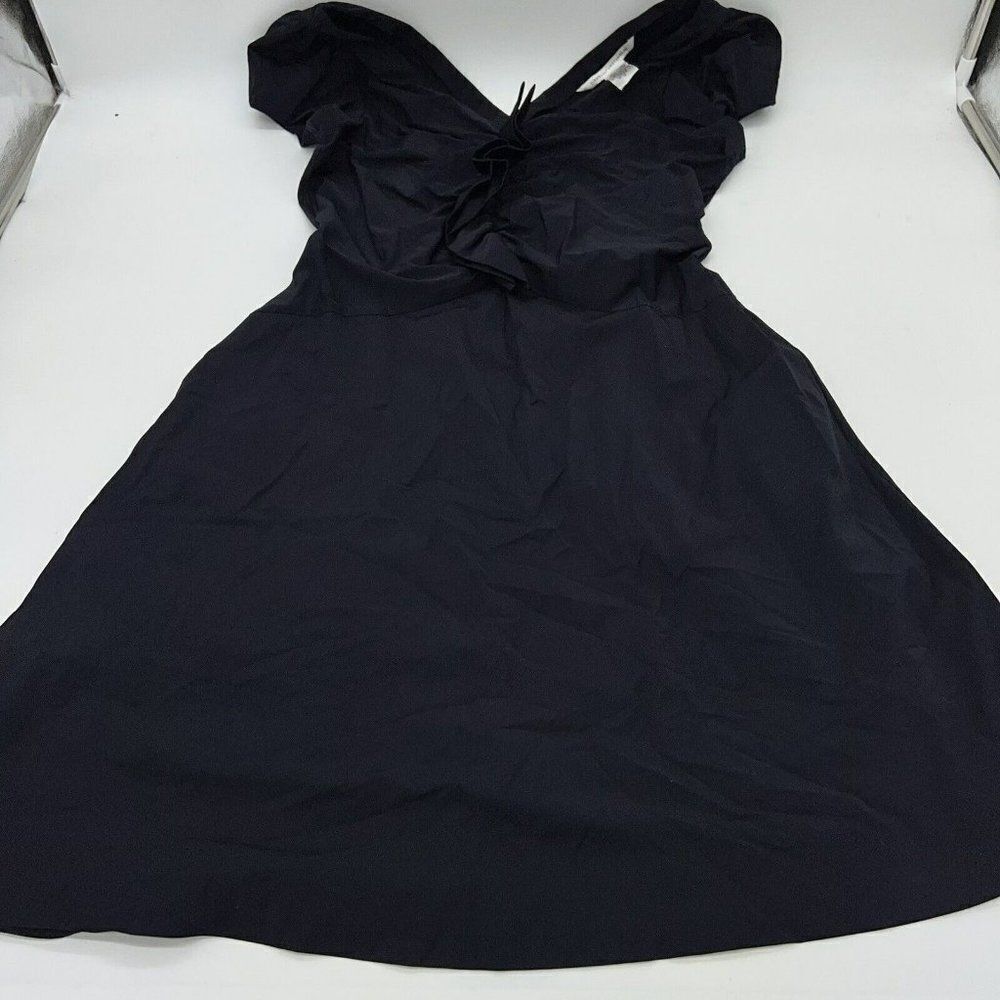 Diane Von Furstenberg Black Ruffle Dress Size 12 Knee Length